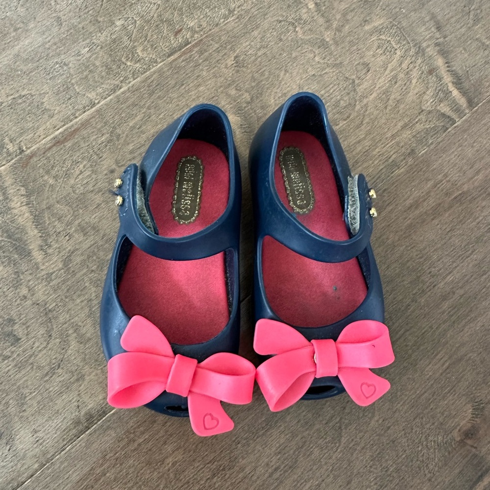 Mini Melissa Navy and Pink Bow Mary Jane